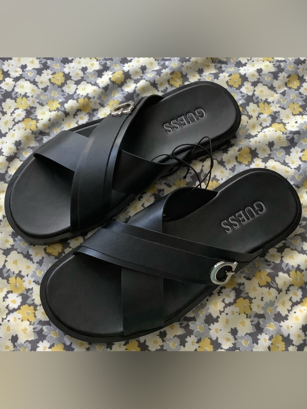 Guess Black Platform Slide Sandals